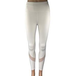 Athleta Salutation Stash White High Rise Mesh Skinny Fitness Leggings Pants XS